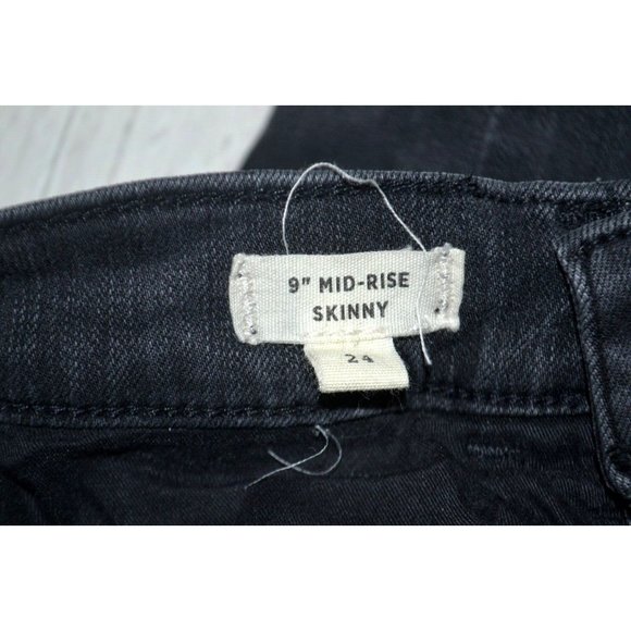 MADEWELL Women's 9" Mid Rise Skinny Jeans SIZE 24 Black Wash Raw Hem - Picture 9 of 9